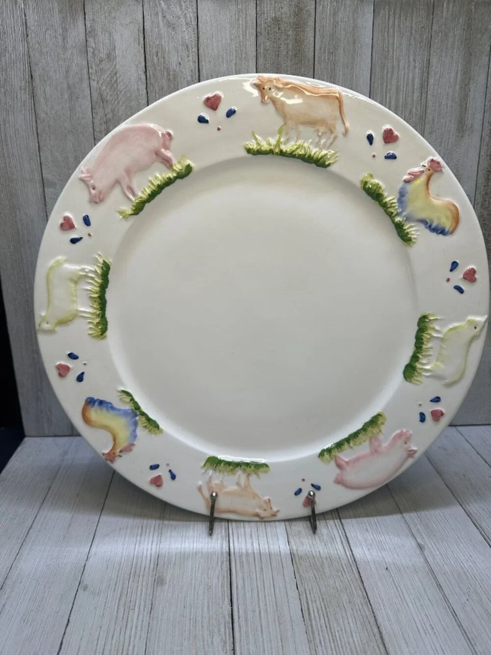 Vtg Stefani Farmhouse Animals Pig Rooster Cow 12.5